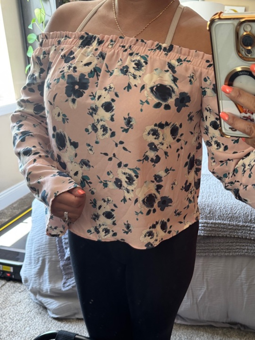 love, Fire Pink Floral Off-Shoulder Top